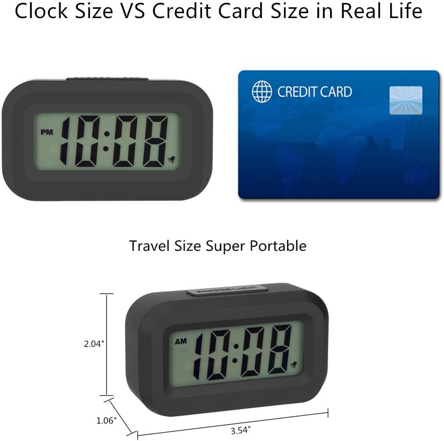 Mini Travel Digital Alarm Clock – Compact LCD Display with Snooze Function, 12/24 Hour Format, Battery Operated – Pocket-Sized Timekeeper (3.54 x 2.04 x 1.06 inches)