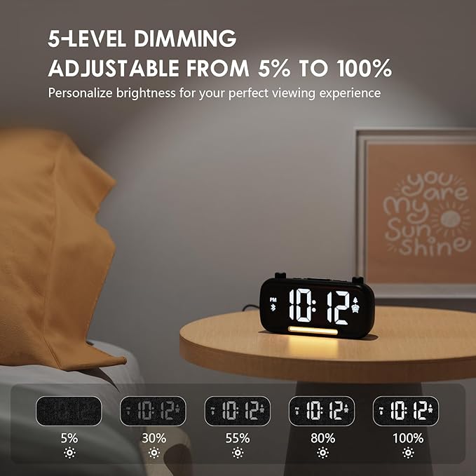 5 - Level Dimming Electronic Alarm Clock, 5% - 100% Brightness Adjustment, Minimalist Desk Clock(Size: Length×Width×Height = 18cm×8cm×6cm Accurate Timekeeping, Adapt to Multi - Scene Light Needs )
