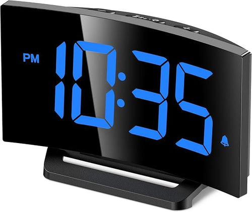 Minimalist LED Digital Alarm Clock – Large Screen Time/Date/Temperature Display with Adjustable Brightness, Snooze Function – Sleek Black Desk Clock (5.75 x 3.03 inches)