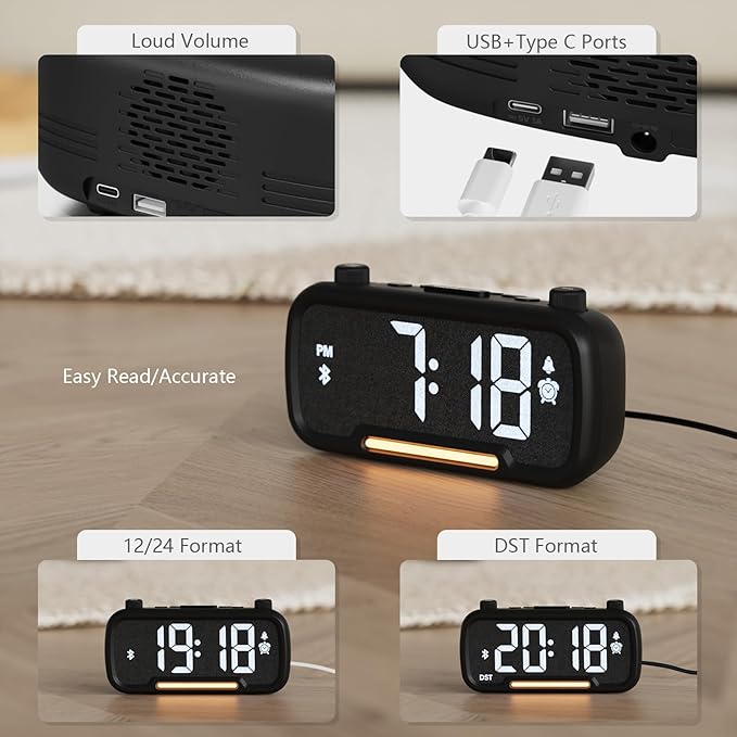 5 - Level Dimming Electronic Alarm Clock, 5% - 100% Brightness Adjustment, Minimalist Desk Clock(Size: Length×Width×Height = 18cm×8cm×6cm Accurate Timekeeping, Adapt to Multi - Scene Light Needs )