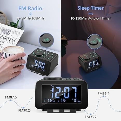Multi - functional Electronic Alarm Clock with FM Radio & Sleep Timer, Smart Bedside Clock (Integrating Broadcasting & Auto - off Timer, Suitable for Multi - Scenarios )
