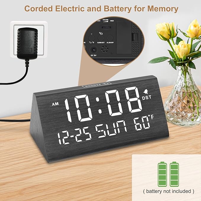 Minimalist LED Digital Alarm Clock β Large Display with Time, Date & Temperature β Auto Dimming Screen β Desktop or Bedside Use (7.1 Inches)