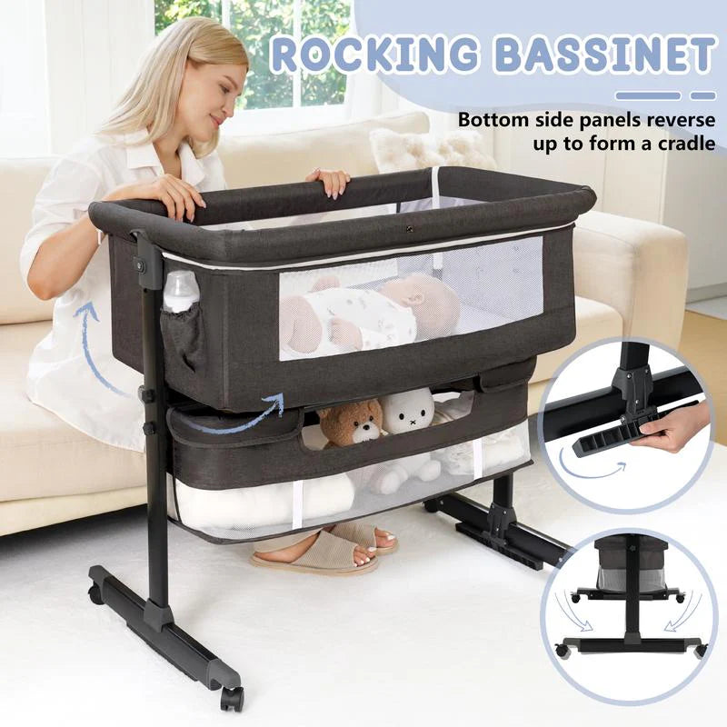 Baby Bassinet, Baby Basinet Bedside Sleeper, Easy to Fold Portable Crib Side Bassinet 2025 new Style Girl/boy bassinets