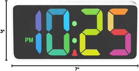 Colorful Digital Alarm Clock, Minimalist & Compact Design, Practical for Living Room, Bedroom & Bedside (Size: 7”×3”×1.5”)