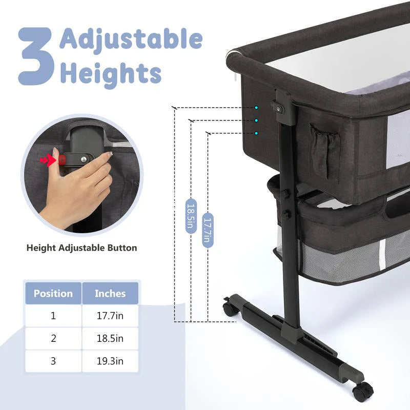 Baby Bassinet, Baby Basinet Bedside Sleeper, Easy to Fold Portable Crib Side Bassinet 2025 new Style Girl/boy bassinets