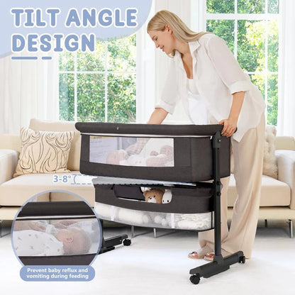 Baby Bassinet, Baby Basinet Bedside Sleeper, Easy to Fold Portable Crib Side Bassinet 2025 new Style Girl/boy bassinets