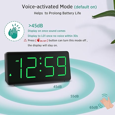 Battery - Operated Digital Alarm Clock, Cordless Design, 7 - Inch Large Screen with Clear Display (Size: 7”×3.3”×1.6”, Powered by 4 AA Batteries, Accurate Timekeeping )