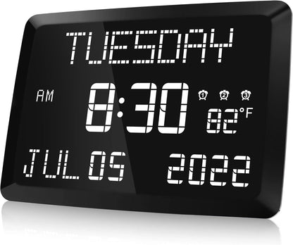 Multi - functional Electronic Alarm Clock, Switchable 12/24 Hours, with Temperature & Humidity Display, Smart Clock for Living Room & Bedroom (9.8”×6.8”×11.5”, Large Screen for Clear View )