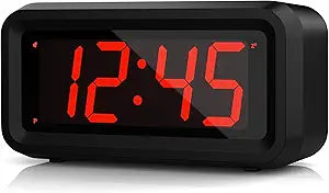 Compact LED Digital Alarm Clock – Red High-Visibility Display with Adjustable Brightness, 12/24H Format, Snooze, Battery Powered & Wall Mount Option (5.1 x 2.6 x 1.5 inches)