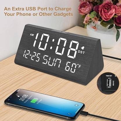 Minimalist LED Digital Alarm Clock – Large Display with Time, Date & Temperature – Auto Dimming Screen – Desktop or Bedside Use (7.1 Inches)