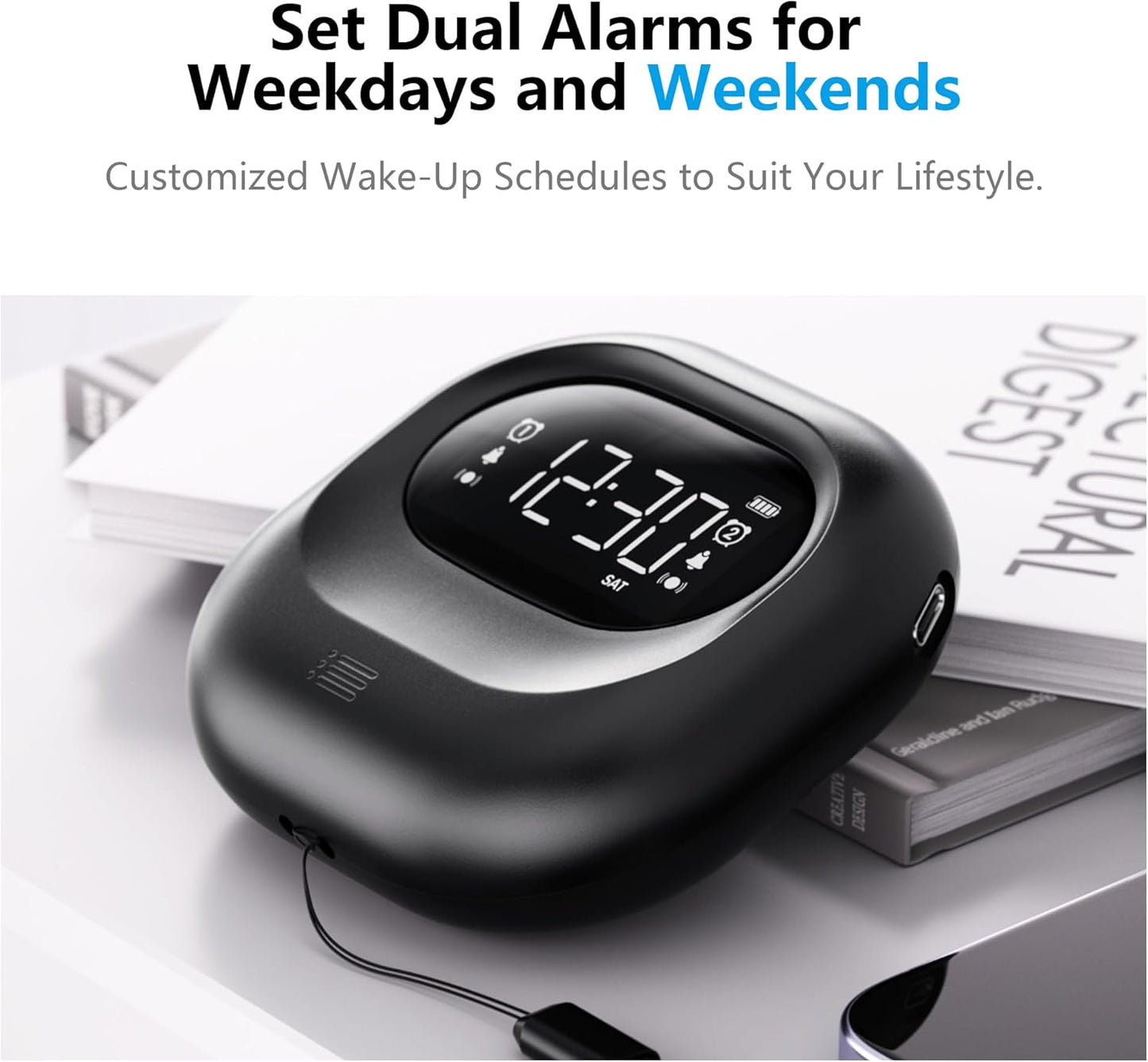 Super Mini Portable Travel Alarm Clock, 3.35×3.35×1.06 Inches, Easy to Carry, Accurate Timekeeping (Essential for Business Trips/Travel )