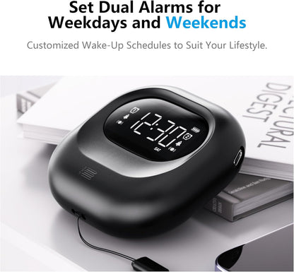 Super Mini Portable Travel Alarm Clock, 3.35×3.35×1.06 Inches, Easy to Carry, Accurate Timekeeping (Essential for Business Trips/Travel )