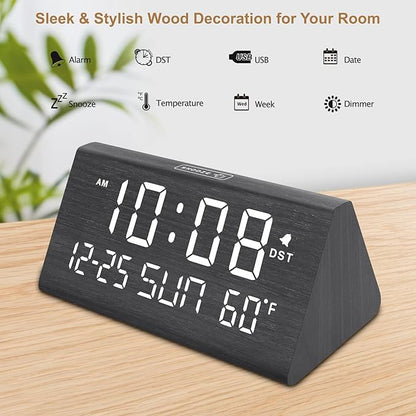 Minimalist LED Digital Alarm Clock – Large Display with Time, Date & Temperature – Auto Dimming Screen – Desktop or Bedside Use (7.1 Inches)