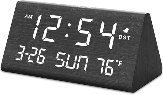 Minimalist LED Digital Alarm Clock – Large Display with Time, Date & Temperature – Auto Dimming Screen – Desktop or Bedside Use (7.1 Inches)