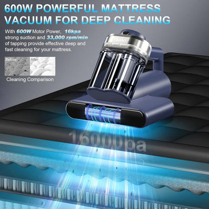 MattressCare UV-C Mattress Vacuum: 600W Suction & Deep Sanitizing